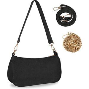 Women's Black Tote Handbag Clutch Purse Crescent Underarm Bag Cross Body Bags